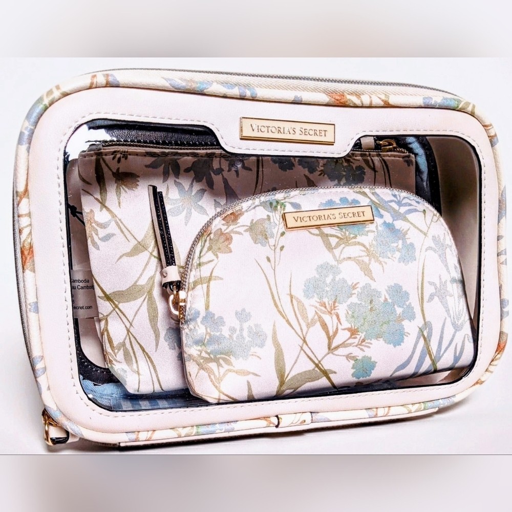 Nip luxury VS limited ed bridal triple blue floral zip bag online exclusive